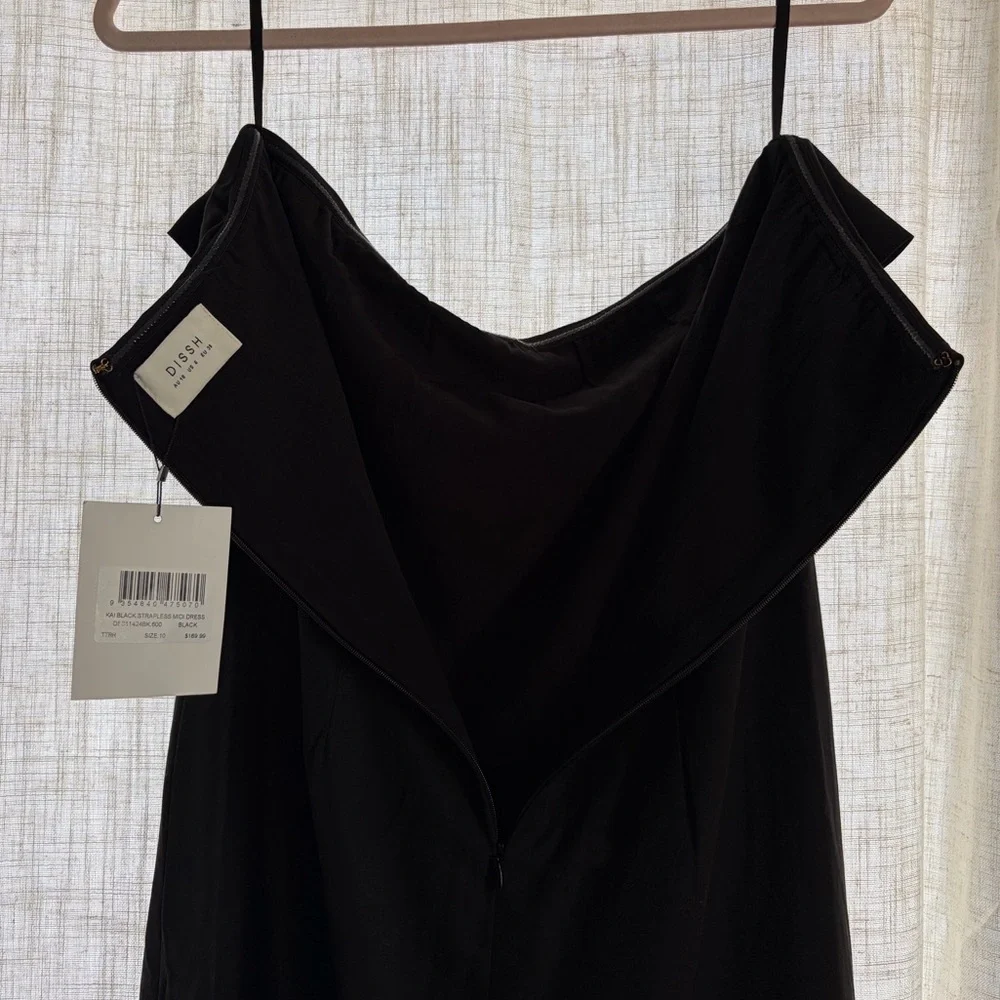 NWT DISSH Kai Strapless Midi Tube Dress Black Column Size 6 - Picture 5 of 15